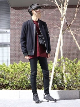 「HARE（ハレ）のアイテム（MA-1）」を使った、ka2kiさん（メンズ・168cm）の冬コーディネート