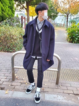 「CIAOPANIC TYPY（チャオパニックティピー）のアイテム（ステンカラーコート）」を使った、ka2kiさん（メンズ・168cm）の冬コーディネート