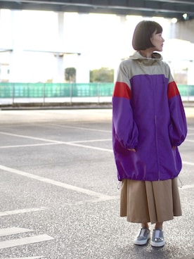 「ワンピース×スニーカー」｜「アイテム（スリッポン）」を使った、ほりうちさん（レディース・159cm）の冬コーディネート