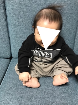 「OSHKOSH（オシュコシュ）のアイテム（スウェット）」を使った、じゅちたさん（キッズ・70cm）の秋コーディネート