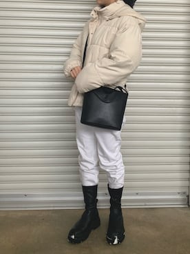 「Mila Owen」｜「アイテム（ブルゾン）」を使った、Amyさん（レディース・158cm）の冬コーディネート