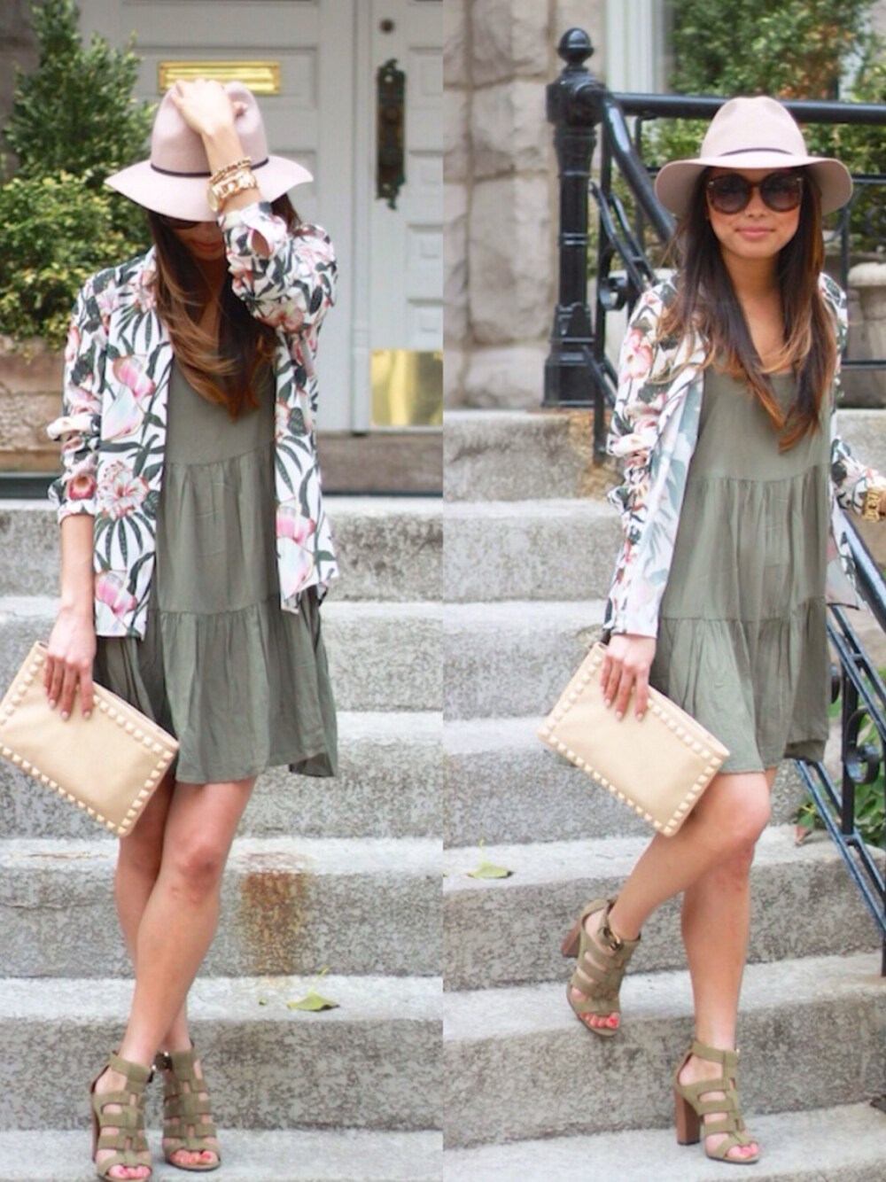 「American Eagle、BABYDOLL、BAG、blouse、dolce vita、dress、hat、sandals、TOPSHOP、ZARA」｜Christine Petricさん（レディース）の春コーディネートの1枚目の写真