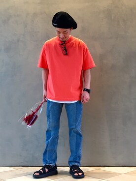 「FLAGSTUFF（フラグスタフ）のアイテム（ハンチング/ベレー帽）」を使った、Shougo Nakamuraさん（メンズ・167cm）の春コーディネート
