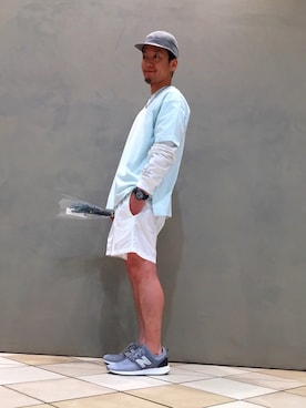 「BEAUTY&YOUTH UNITED ARROWS（ビューティーアンドユースユナイテッドアローズ）のBY サイドスリット ワイド ハーフスリーブ カットソー（Tシャツ/カットソー、グリーン系）」を使った、Shougo Nakamuraさん（メンズ・167cm）の夏コーディネート