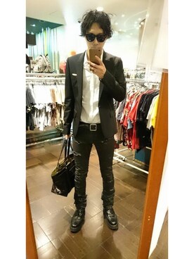 「DOLCE&GABBANA（ドルチェアンドガッバーナ）のアイテム（バッグ）」を使った、Kento Sakaguchiさん（メンズ・180cm）の冬コーディネート