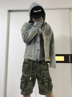 「Abercrombie&Fitch（アバークロンビーアンドフィッチ）のアイテム（デニムジャケット）」を使った、Kento Sakaguchiさん（メンズ・180cm）の春コーディネート