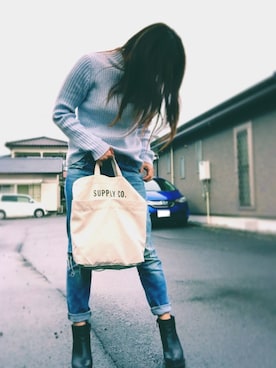 「PLAIN CLOTHING（プレーンクロージング）のアイテム（ブーツ）」を使った、sakuさん（レディース・160cm）の冬コーディネート