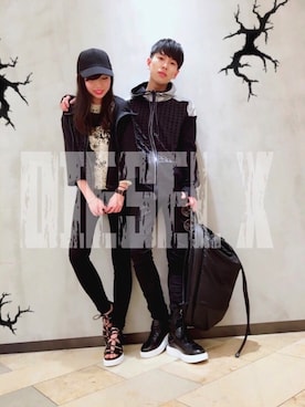 「DIESEL（ディーゼル）のアイテム（パーカー）」を使った、nozomi kiyosueさん（レディース・162cm）の春コーディネート