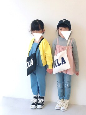 「b・ROOM（ビールーム）のアイテム（バッグ）」を使った、kannn さん（キッズ・110cm）の冬コーディネート