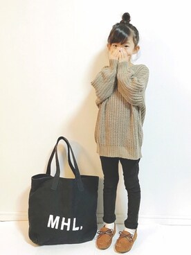 「アイテム（モカシン/デッキシューズ）」を使った、kannn さん（キッズ・120cm）の冬コーディネート