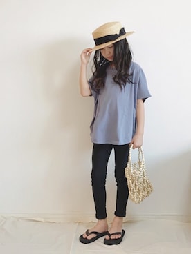 「coca（coca）（コカ）のアイテム（帽子）」を使った、kannn さん（キッズ・120cm）の夏コーディネート