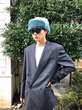 「mode」｜「アイテム（帽子）」を使った、Haruki Fujiiさん（メンズ・176cm）の冬コーディネート
