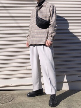 「リドム」｜「アイテム（スラックス）」を使った、うみさん（メンズ・170cm）の冬コーディネート