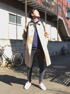 「JOURNAL STANDARD（ジャーナルスタンダード）のアイテム（トレンチコート）」を使った、tani4さん（メンズ・183cm）の冬コーディネート