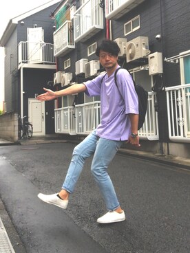 「CABANE de ZUCCa（カバンドズッカ）のアイテム（シューズ）」を使った、tani4さん（メンズ・183cm）の夏コーディネート