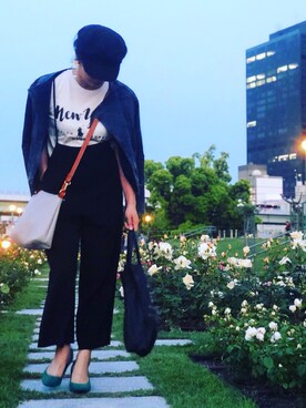 「passage mignon/flaneur（パサージュミニョンフラヌール）のアイテム（帽子）」を使った、toeさん（レディース・158cm）の春コーディネート