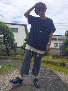 「SEVENDAYS=SUNDAY（セブンデイズサンデイ）のアイテム（ハンチング/ベレー帽）」を使った、たろ🐶さん（メンズ・163cm）の夏コーディネート
