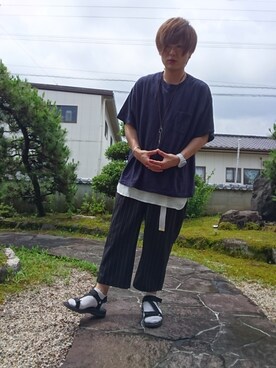 「WEGO（ウィゴー）のWEGO/スラブワッフルラウンドロングタンクトップ（タンクトップ）」を使った、たろ🐶さん（メンズ・163cm）の夏コーディネート