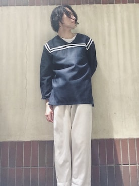 「COMME des GARCONS（コムデギャルソン）のアイテム（パンツ）」を使った、mitoさん（メンズ・177cm）の春コーディネート