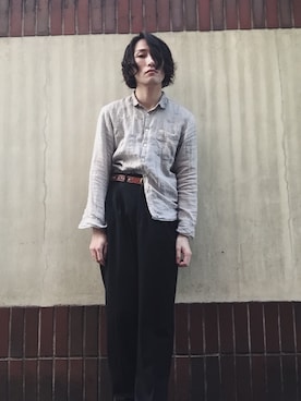 「VINTAGE（ヴィンテージ）のアイテム（スラックス）」を使った、mitoさん（メンズ・177cm）の春コーディネート