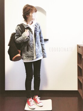 「UNIQLO（ユニクロ）のWOMEN ウルトラストレッチジーンズ（デニムパンツ）」を使った、sHimA*kOさん（レディース・153cm）の冬コーディネート