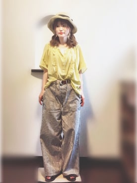 「ゆるカジ」｜「アイテム（アクセサリー）」を使った、sHimA*kOさん（レディース・153cm）の夏コーディネート