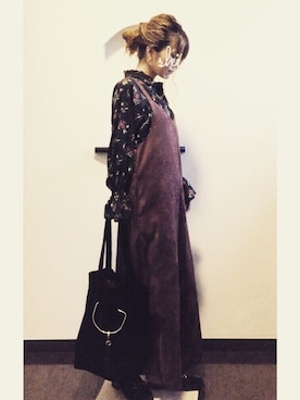 「ビットローファー」｜「アイテム（サロペット/オーバーオール）」を使った、sHimA*kOさん（レディース・153cm）の秋コーディネート