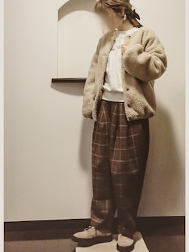 「スエードシューズ」｜「アイテム（ブルゾン）」を使った、sHimA*kOさん（レディース・153cm）の秋コーディネート