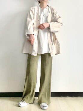 「ピスタチオ」｜「アイテム（ブルゾン）」を使った、sHimA*kOさん（レディース・153cm）の春コーディネート