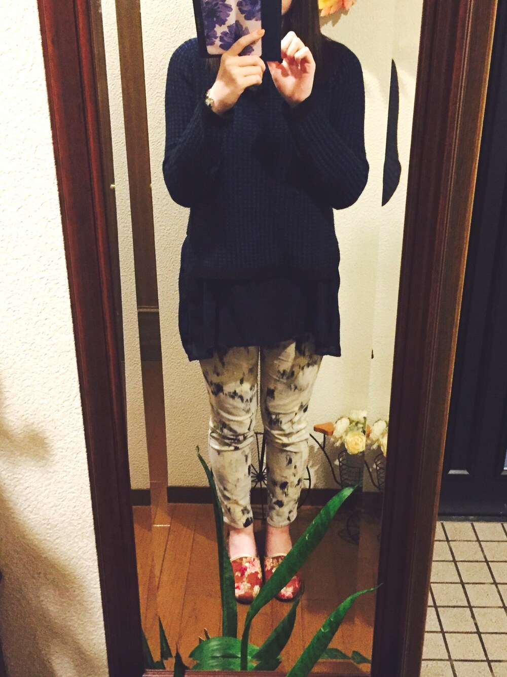 「AS KNOW AS de baseのアイテム（ニット/セーター、ブルー系）」を使った、ayakaさん（レディース・161cm）の冬コーディネートの1枚目の写真