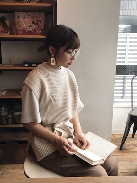 「Kastane（カスタネ）のレーヨンスラックスパンツ３（スラックス）」を使った、asukaさん（レディース・158cm）の冬コーディネート