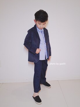「アイテム（スーツジャケット）」を使った、GUOLILI さん（キッズ・120cm）の春コーディネート