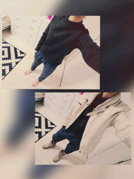 「部屋着」｜「アイテム（ライダースジャケット）」を使った、桜子さん（レディース・162cm）の冬コーディネート