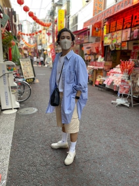「Yohji Yamamoto（ヨウジヤマモト）のアイテム（ショルダーバッグ）」を使った、まさぼーさん（メンズ・173cm）の春コーディネート