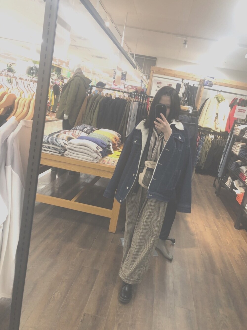 「秋のコーデ、大人カジュアル、ボアジャケット、ブラウン、秋、おしゃれさんと繋がりたい」｜「MERLOTのデニム×裏ボアジャケット001-6527（ブルゾン、ブルー系）」を使った、*ゆきんこ*さん（レディース・152cm）の秋コーディネートの1枚目の写真