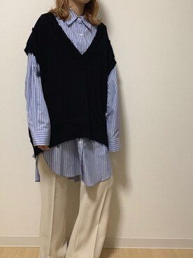 「LOWRYS FARM（ローリーズファーム）のセンタープレスカラーフレアパンツ　870189（その他パンツ）」を使った、バイきんさん（レディース・159cm）の秋コーディネート