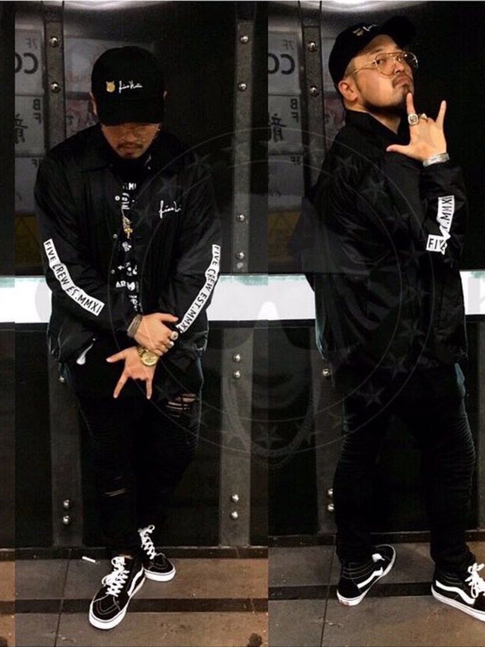 「Gimme FiveのGIMME FIVE HOLIC WIND BREAKER（ナイロンジャケット、ブラック系）」を使った、gimmefiveさん（メンズ・180cm）の冬コーディネートの1枚目の写真