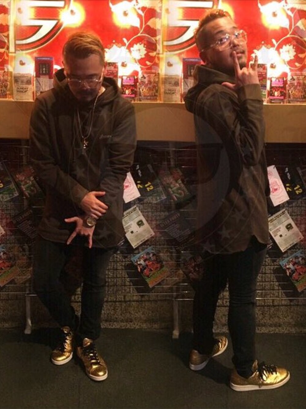 「Gimme FiveのGIMME FIVE CUT HOODIE（パーカー、グリーン系）」を使った、gimmefiveさん（メンズ・180cm）の冬コーディネートの1枚目の写真