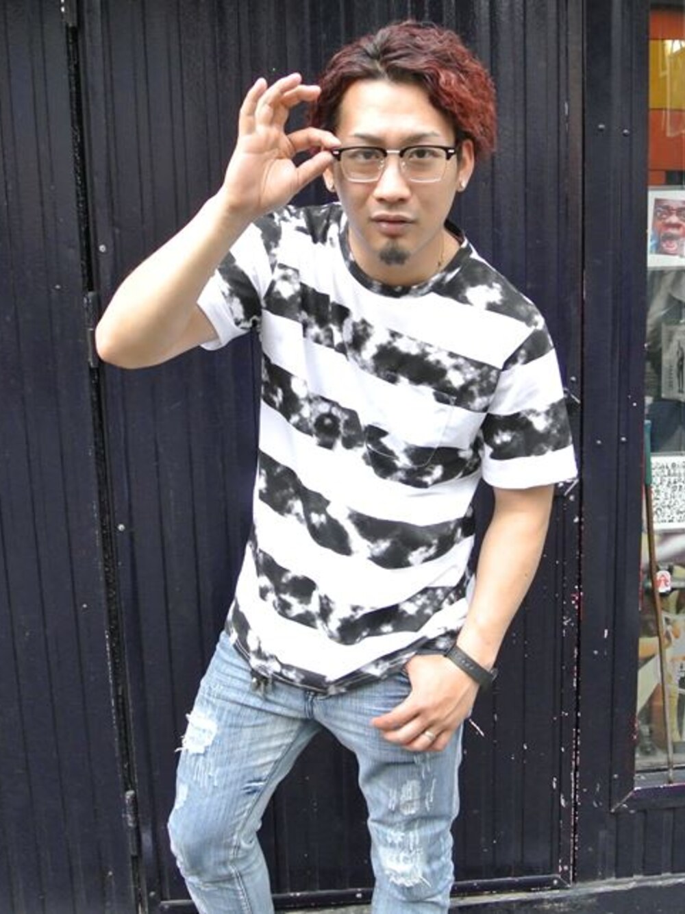 gimmefiveさんの「SELECT / KEMURI BORDER TEE（BLACK）」を使ったコーディネート