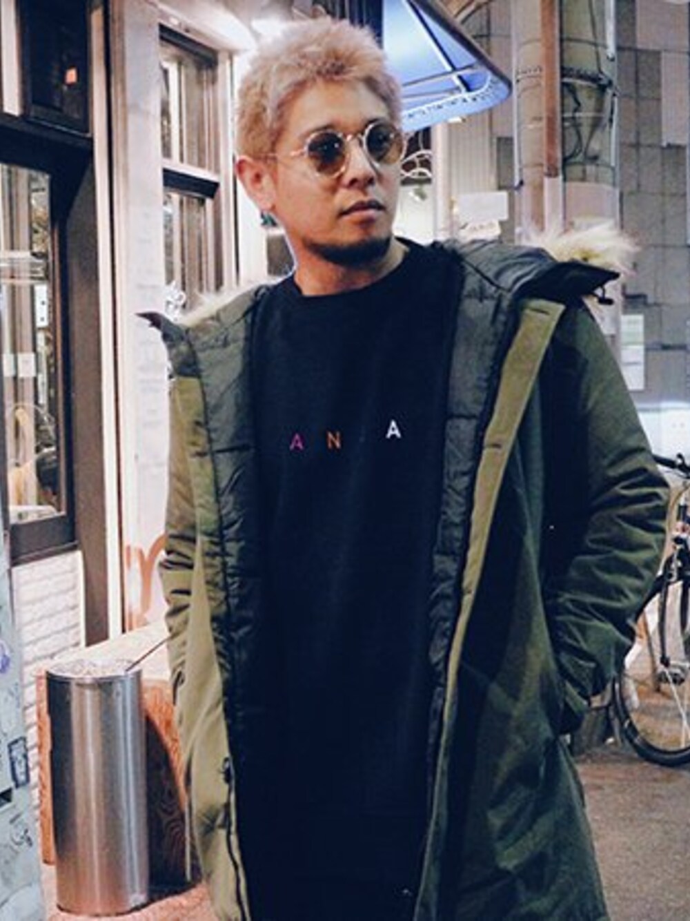 「N3B、nylon jacket、olive、GIMME FIVE、anga」｜「Anga N3B NYLON JACKET（OLIVE）（ミリタリージャケット、グリーン系）」を使った、gimmefiveさん（メンズ・180cm）の冬コーディネートの1枚目の写真