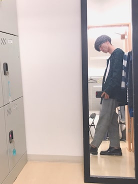 「GU（ジーユー）のアイテム（シャツ/ブラウス、グリーン系）」を使った、よんたさん（メンズ・168cm）の秋コーディネート