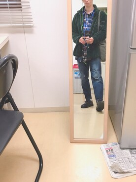 「UNIQLO（ユニクロ）のシルキーフリースジャケット（長袖）（その他アウター、グリーン系）」を使った、よんたさん（メンズ・168cm）の秋コーディネート