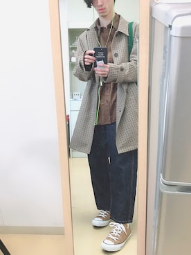 「アイラブCONVERSE」｜「アイテム（ステンカラーコート）」を使った、よんたさん（メンズ・168cm）の秋コーディネート