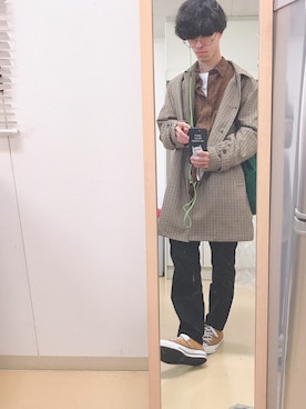 「アイラブCONVERSE」｜「アイテム（ステンカラーコート）」を使った、よんたさん（メンズ・168cm）の秋コーディネート