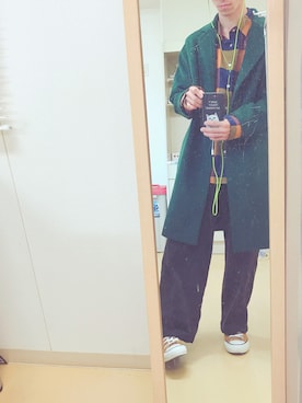 「GU（ジーユー）のアイテム（その他アウター、グリーン系）」を使った、よんたさん（メンズ・168cm）の冬コーディネート