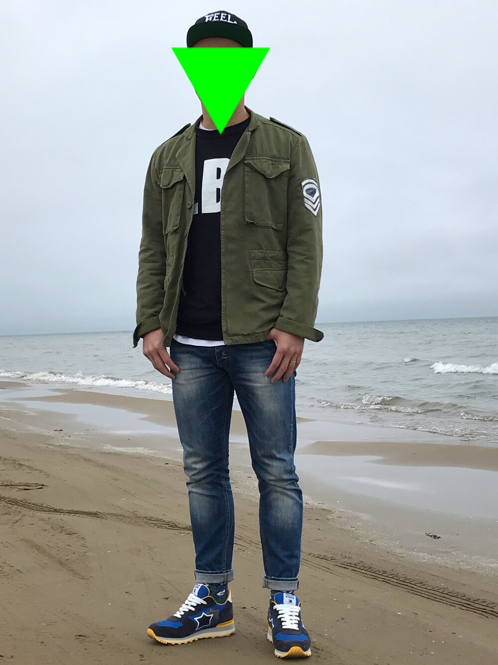 「おしゃれさんと繋がりたい、アトランティックスターズ、カーキ、いいね、save、フォローお願いします🤑、令和初コーデ、ミリタリージャケット、ブラック、春」｜「mobstarのアイテム（キャップ、ブラック系）」を使った、M☆NKICHIさん（メンズ・172cm）の春コーディネートの1枚目の写真