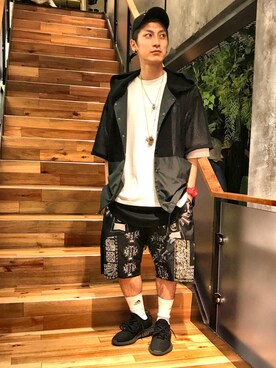 「COTE MER （コートメール）のアイテム（パンツ）」を使った、Takuto Itouさん（メンズ・170cm）の夏コーディネート