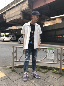 「ROYAL FLASH（ロイヤルフラッシュ）のアイテム（キャップ）」を使った、Takuto Itouさん（メンズ・170cm）の夏コーディネート