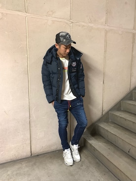 「muta（ムータ）のアイテム（ダウンジャケット/コート）」を使った、Takuto Itouさん（メンズ・170cm）の秋コーディネート