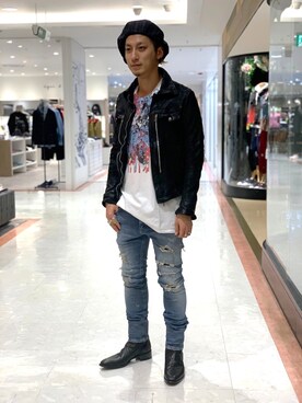 「ISAMU KATAYAMA BACKLASH（イサムカタヤマバックラッシュ）のアイテム（キャスケット）」を使った、Takuto Itouさん（メンズ・170cm）の冬コーディネート